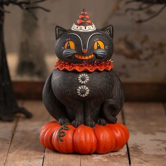 Bethany Lowe Johanna Parker Happy Plumpkin Jack Container Black Cat NEW - Picture 1 of 9
